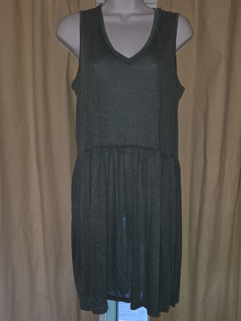 POL Sleeveless V-Neck Dress in Charcoal Blue NWOT